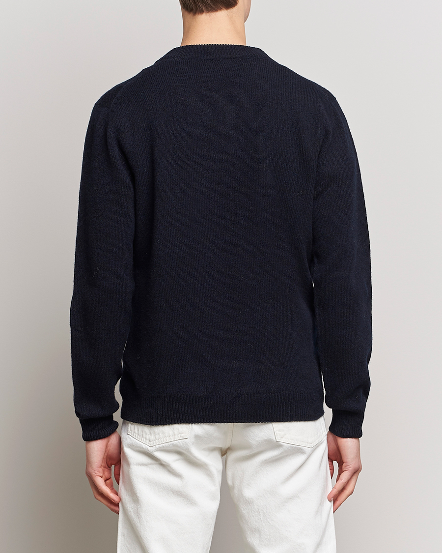 Homme | Pulls Et Tricots | Sunspel | Lambswool V-Neck Dark Navy Mouline