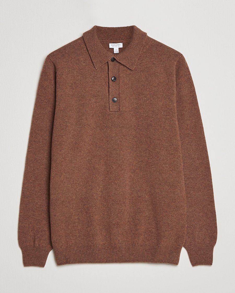Homme | Pulls Et Tricots | Sunspel | Lambswool Poloshirt Pecan