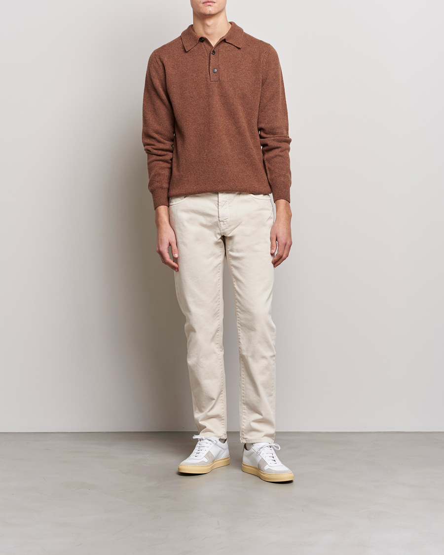 Homme | Pulls Et Tricots | Sunspel | Lambswool Poloshirt Pecan