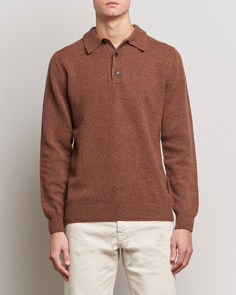 Homme | Pulls Et Tricots | Sunspel | Lambswool Poloshirt Pecan