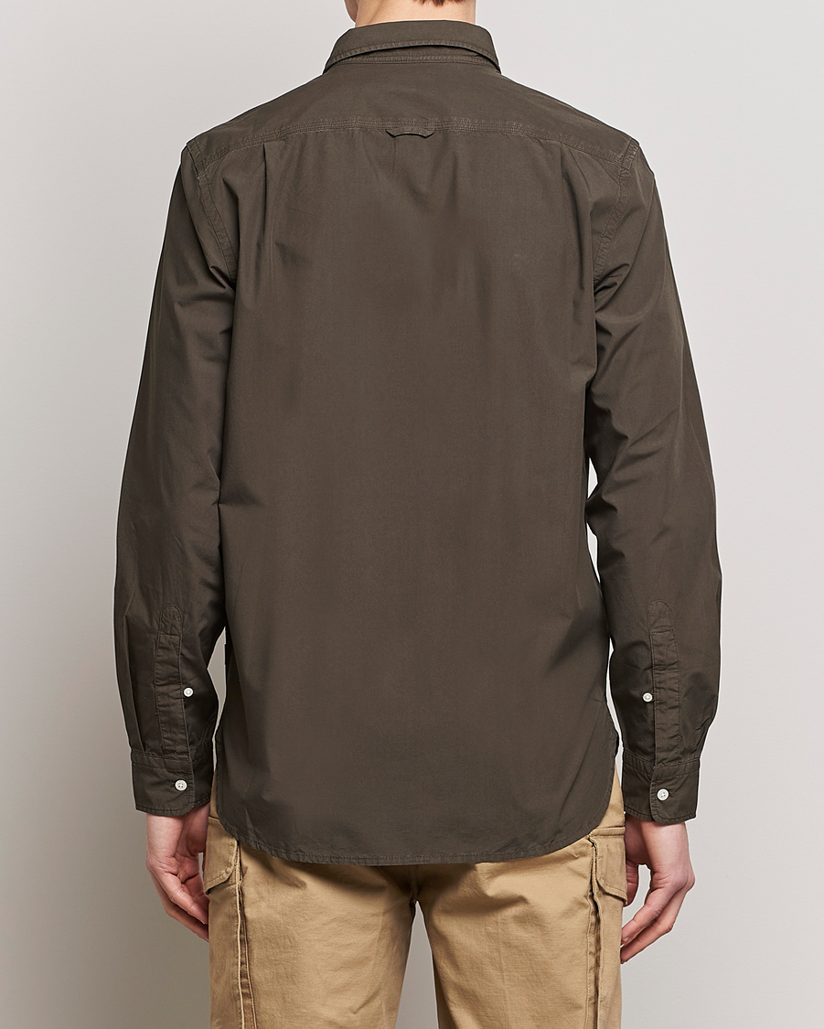 Homme | Chemises | Woolrich | Poplin Garment Dyed Pocket Shirt Dark Green