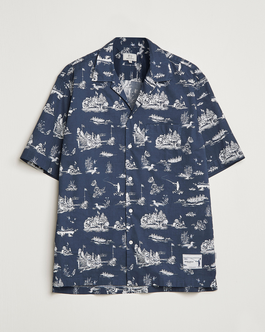 Homme | Chemises | Woolrich | Zavikon Printed Short Sleeve Resort Shirt Melton Blue