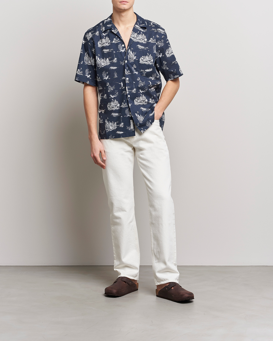 Homme | Chemises | Woolrich | Zavikon Printed Short Sleeve Resort Shirt Melton Blue