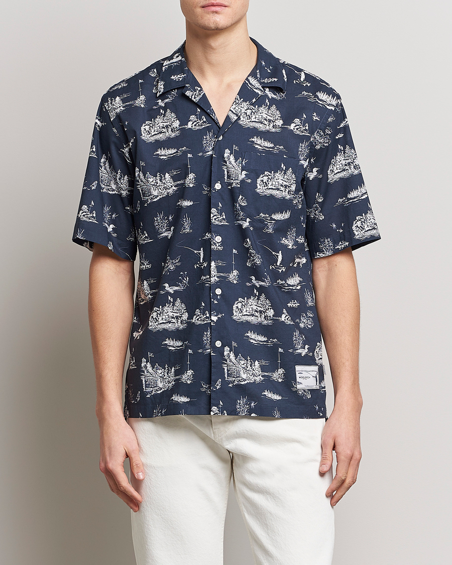 Homme | Chemises | Woolrich | Zavikon Printed Short Sleeve Resort Shirt Melton Blue