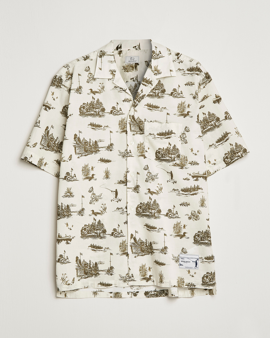 Homme | Chemises | Woolrich | Zavikon Printed Short Sleeve Resort Shirt Milky Cream
