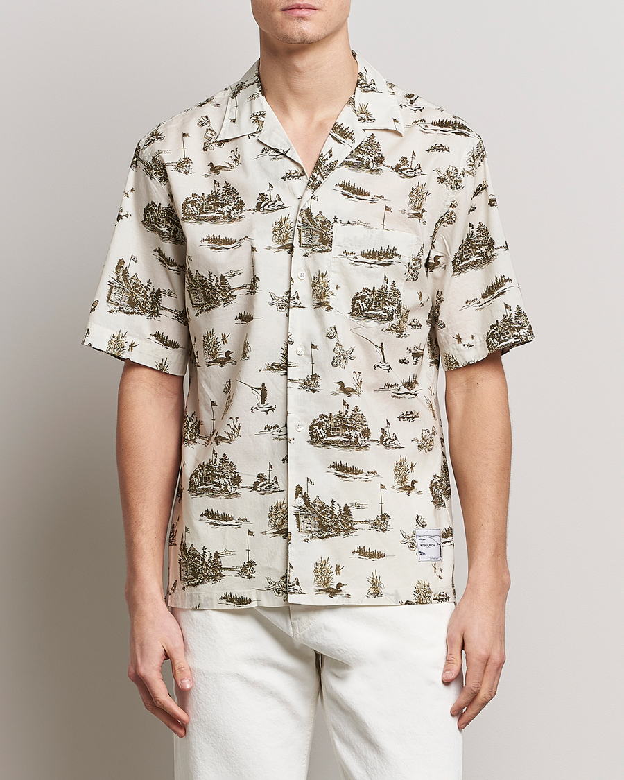 Homme | Chemises | Woolrich | Zavikon Printed Short Sleeve Resort Shirt Milky Cream
