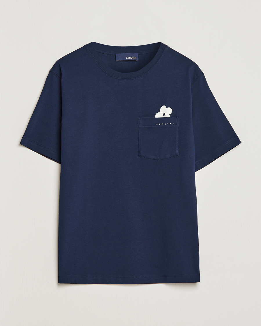 Homme | T-shirts | Lardini | Fiore Tasca Printet Logo T-Shirt Navy