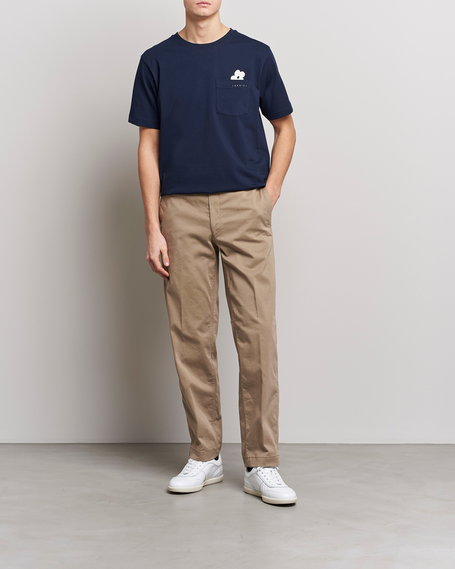 Homme | T-shirts | Lardini | Fiore Tasca Printet Logo T-Shirt Navy