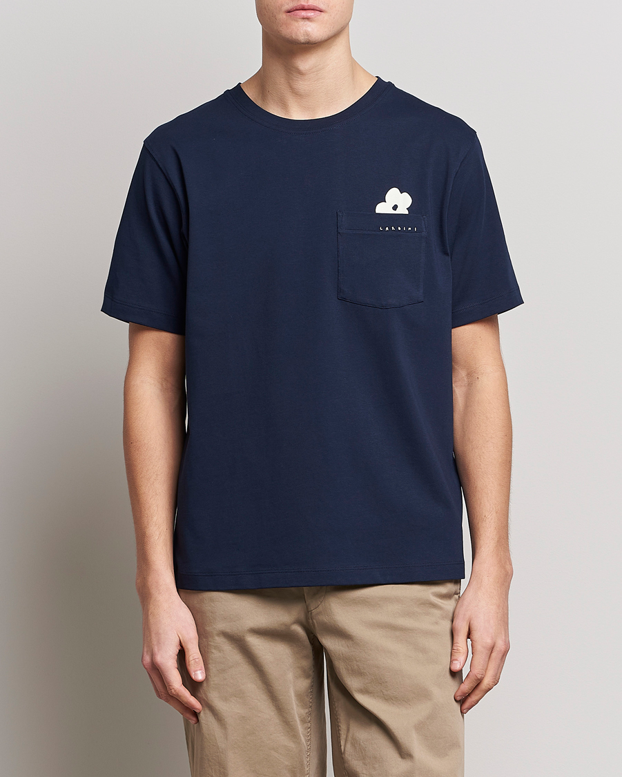 Homme | T-shirts | Lardini | Fiore Tasca Printet Logo T-Shirt Navy