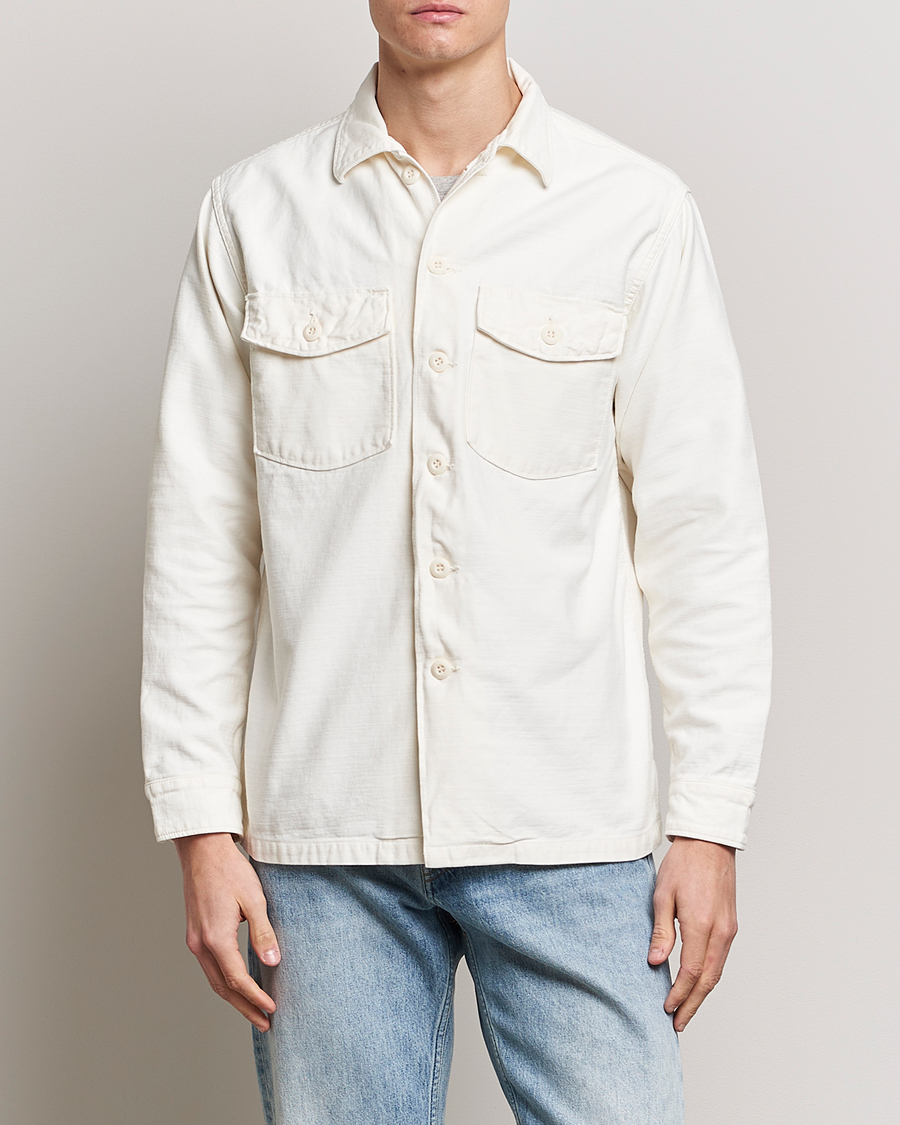 Homme | Chemises | orSlow | Cotton Sateen US Army Overshirt Ecru