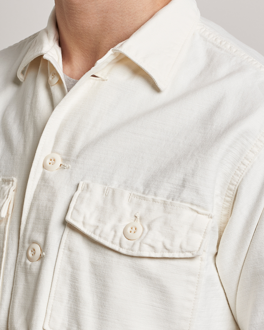Homme | Chemises | orSlow | Cotton Sateen US Army Overshirt Ecru