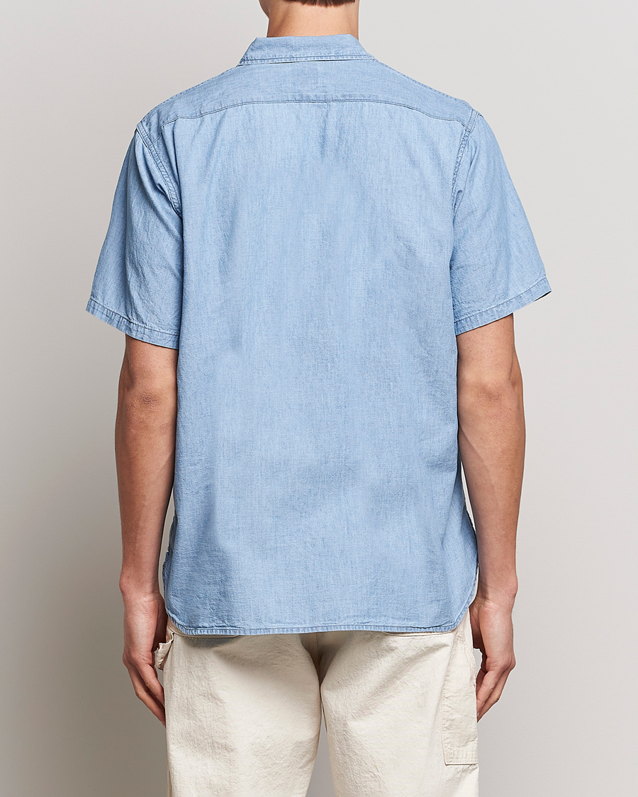 Homme | Chemises | orSlow | Chambray Short Sleeve Work Shirt Light Blue