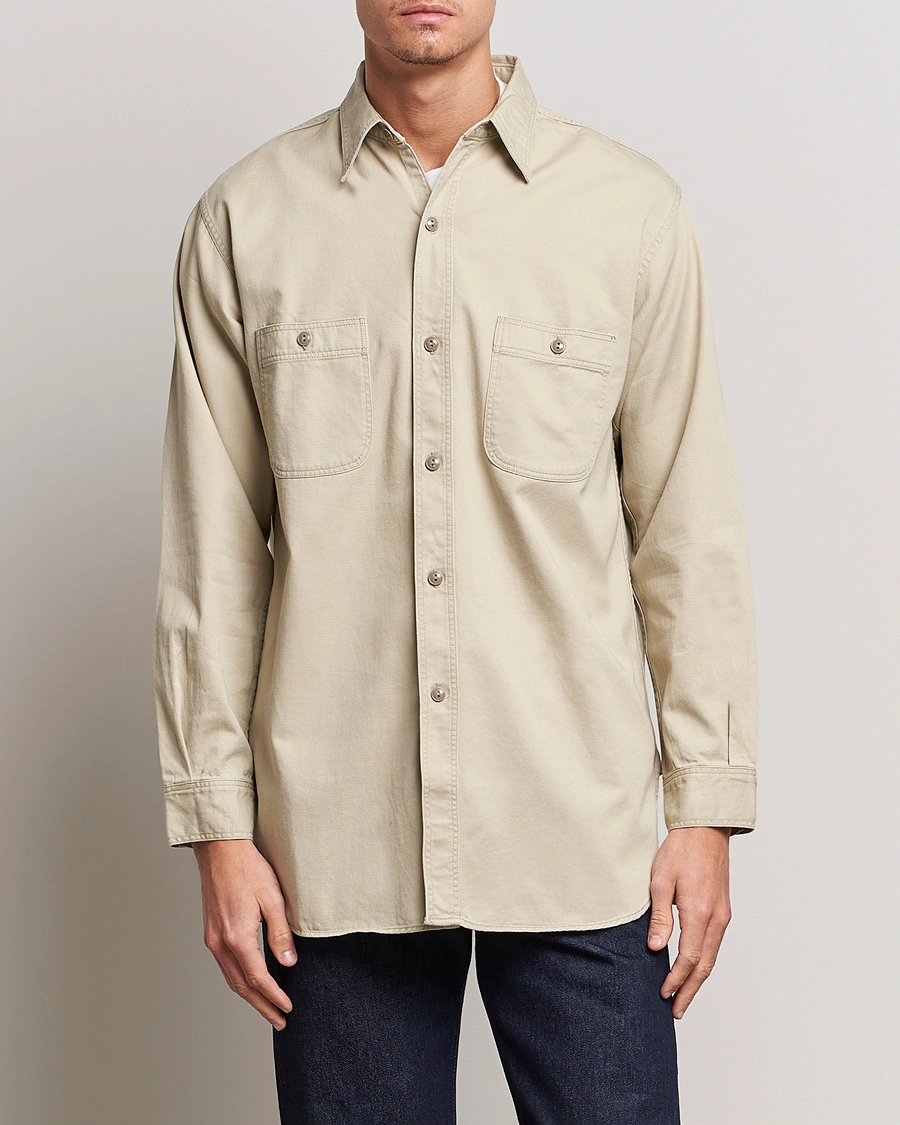 Homme | Casual | orSlow | Double Pocket Utility Shirt Beige