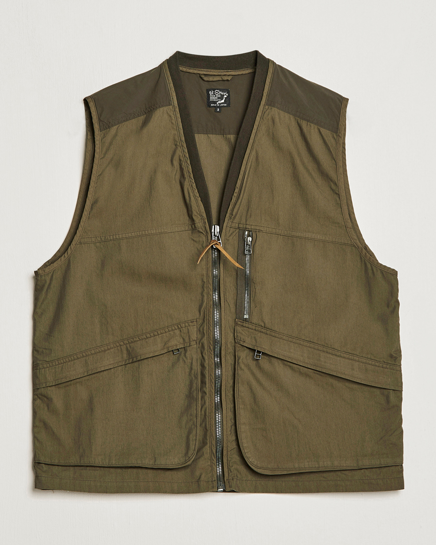 Homme | Gilets | orSlow | Cotton Nylon Utility Vest Army Green