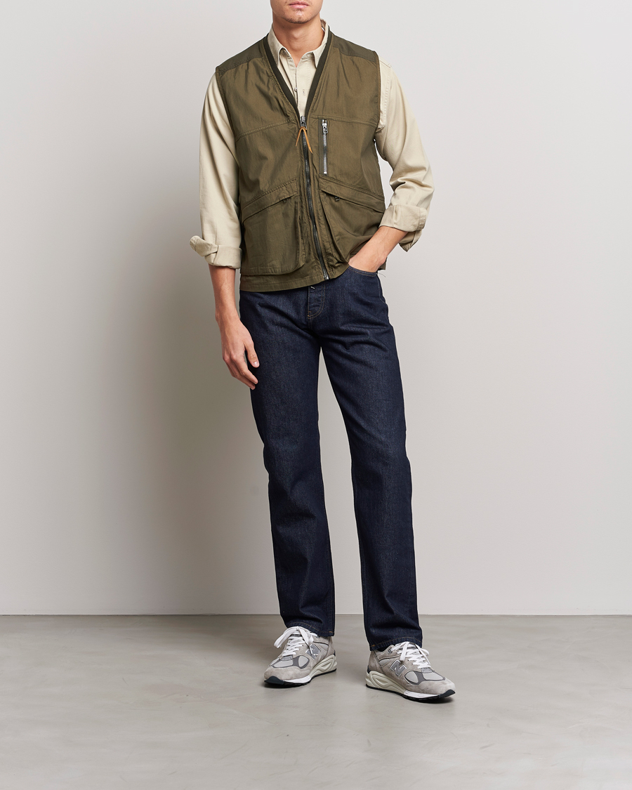 Homme | Gilets | orSlow | Cotton Nylon Utility Vest Army Green