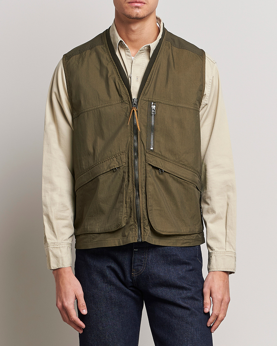 Homme | Gilets | orSlow | Cotton Nylon Utility Vest Army Green