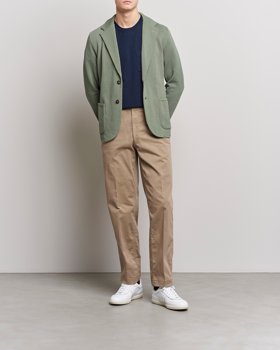 Homme | Blazers | Lardini | Knitted Structure Cotton Blazer Soft Green