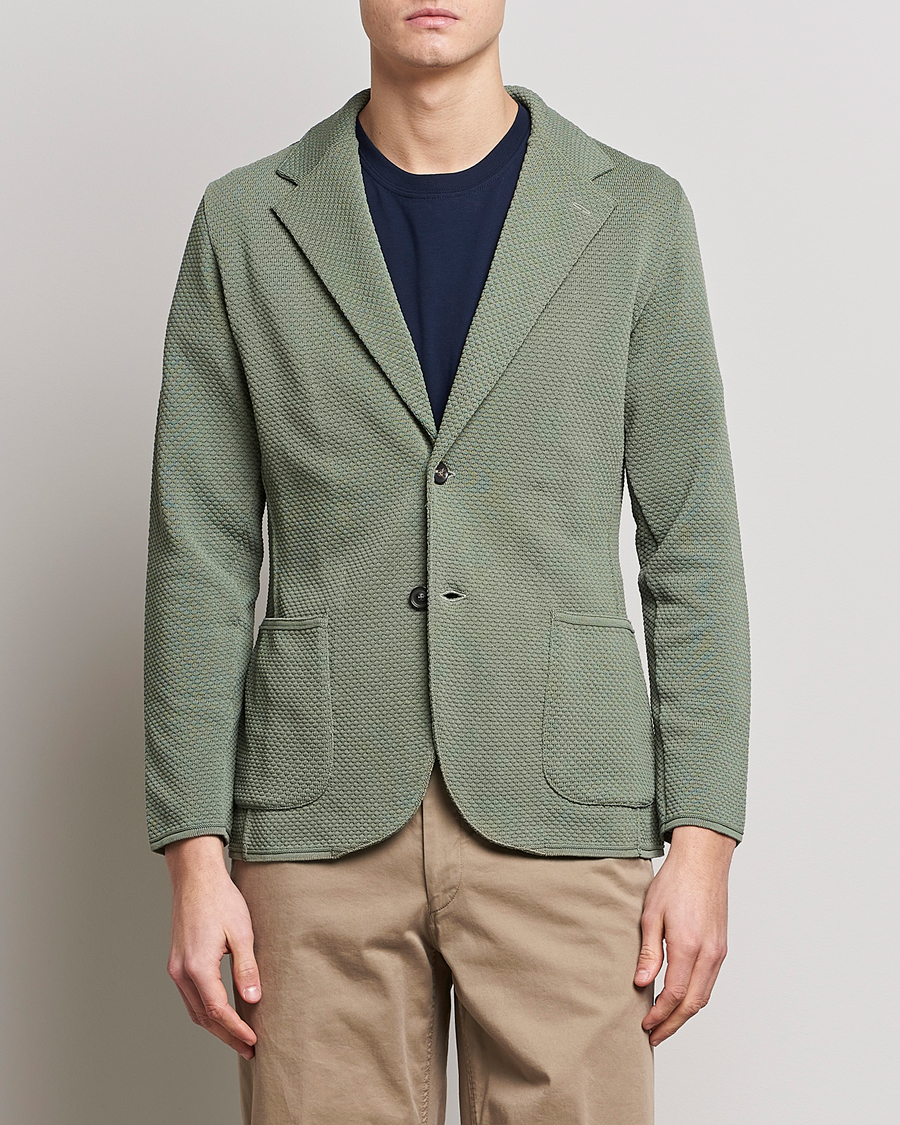 Homme | Blazers | Lardini | Knitted Structure Cotton Blazer Soft Green