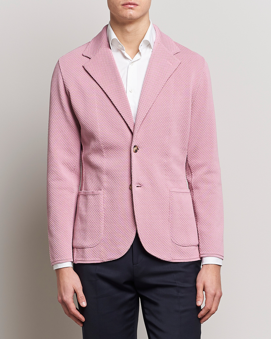Homme | Blazers | Lardini | Knitted Structure Cotton Blazer Soft Pink