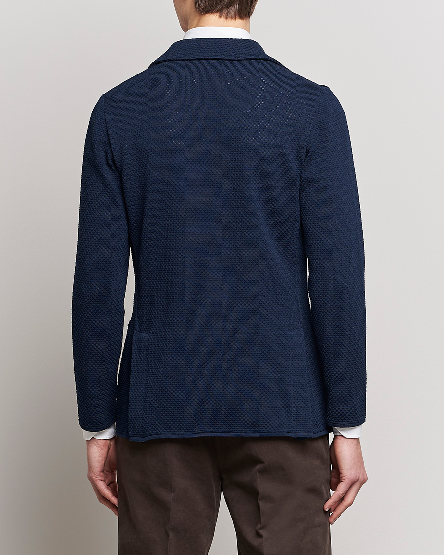 Homme | Blazers | Lardini | Knitted Structure Cotton Blazer Navy