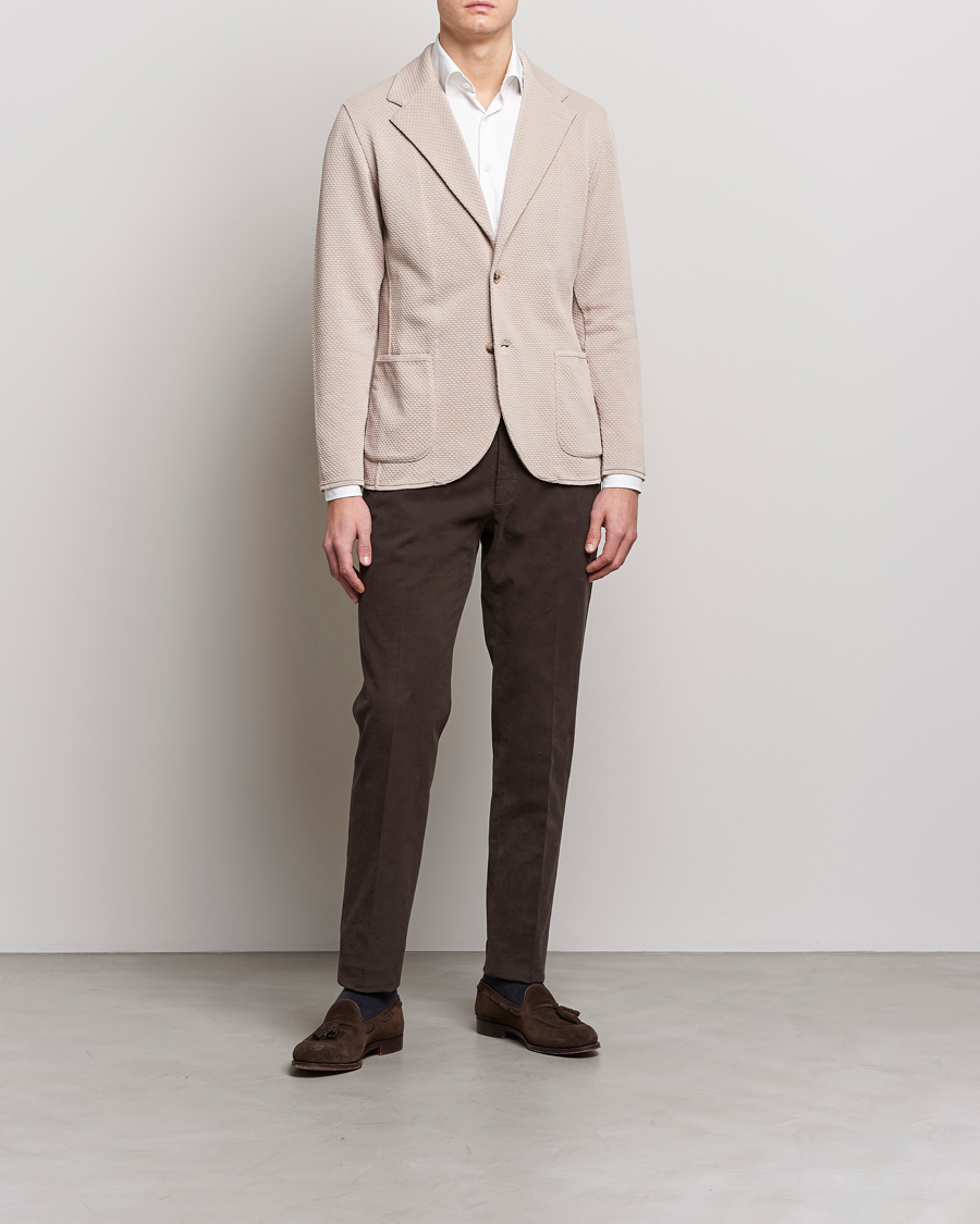 Homme | Blazers | Lardini | Knitted Structure Cotton Blazer Beige