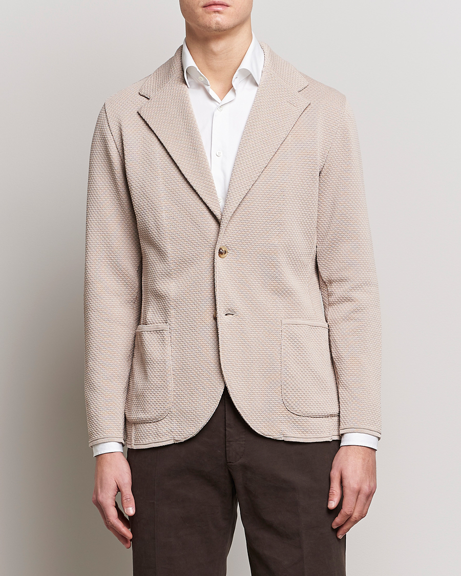 Homme | Blazers | Lardini | Knitted Structure Cotton Blazer Beige