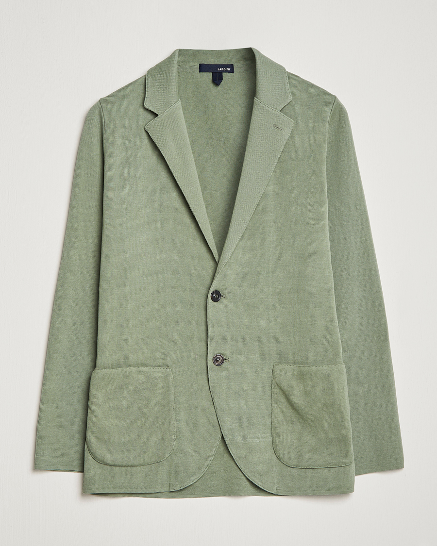 Homme | Blazers | Lardini | Knitted Cotton Blazer Soft Green