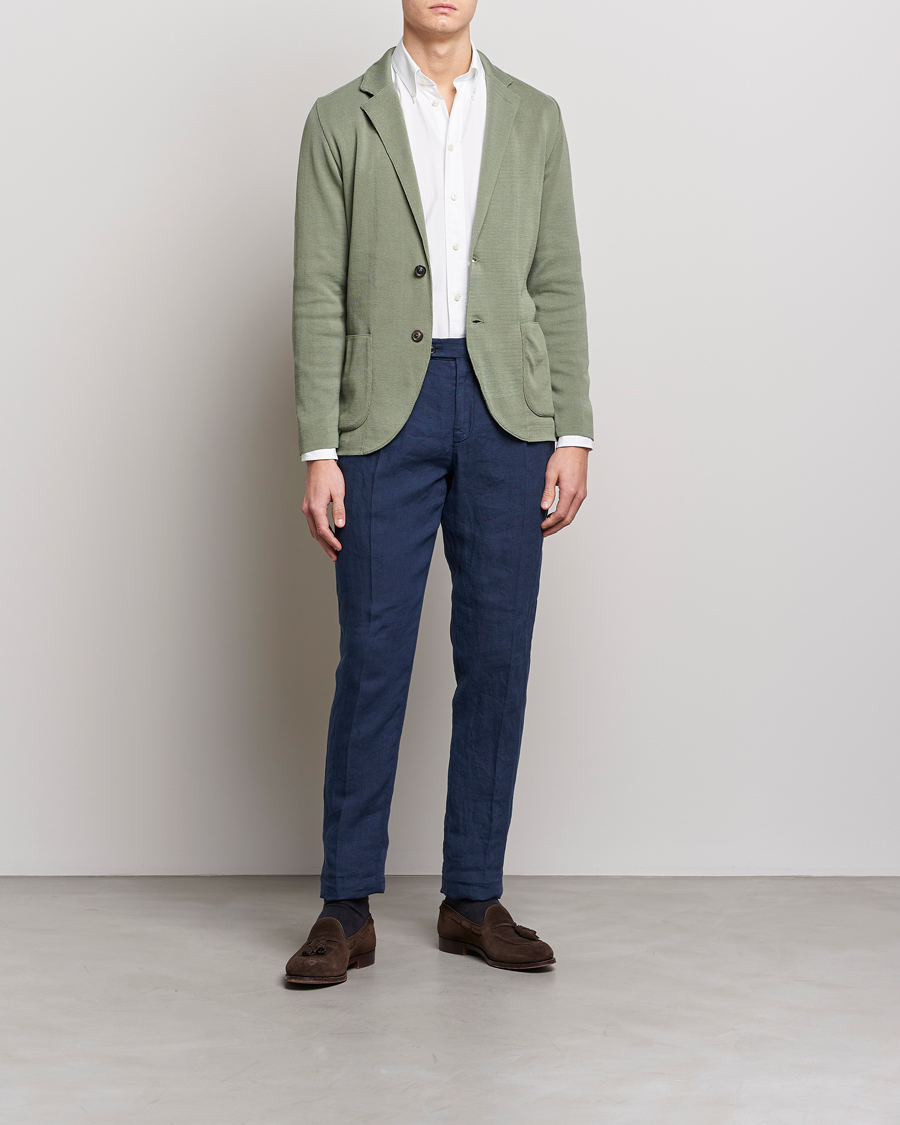Homme | Blazers | Lardini | Knitted Cotton Blazer Soft Green