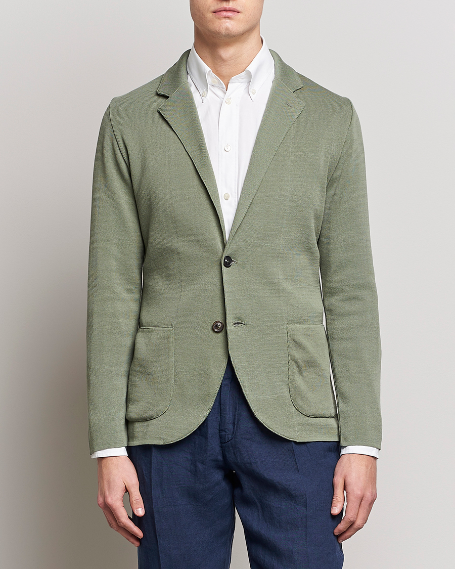 Homme | Blazers | Lardini | Knitted Cotton Blazer Soft Green