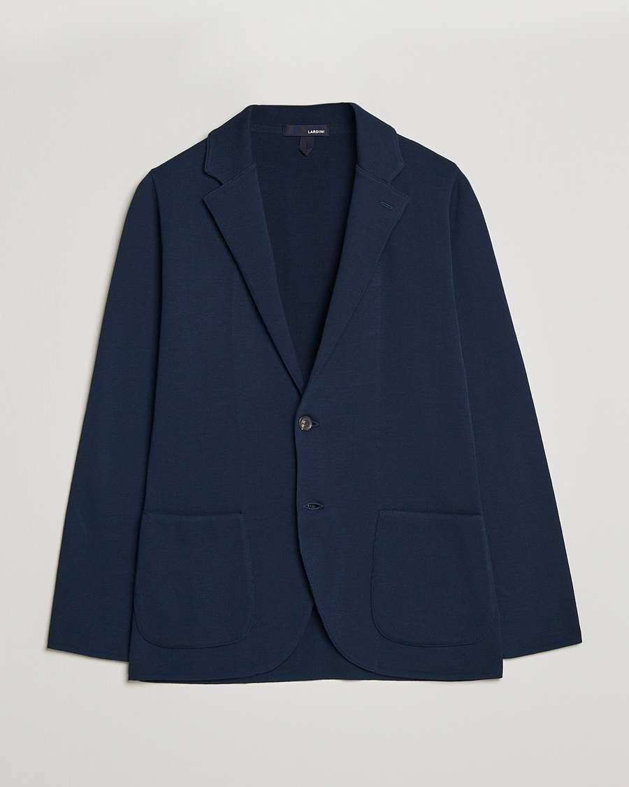 Homme | Blazers | Lardini | Knitted Cotton Blazer Navy