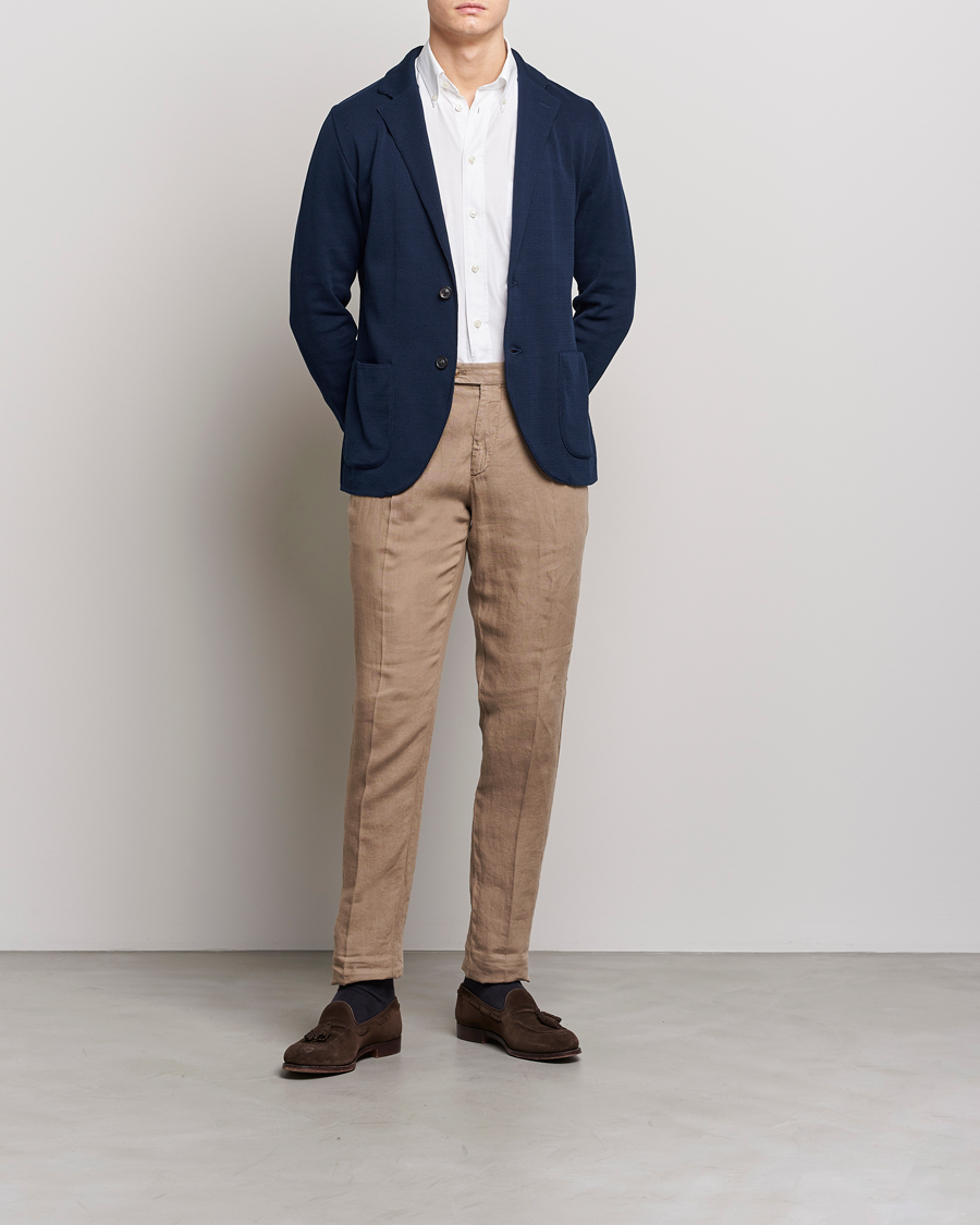 Homme | Blazers | Lardini | Knitted Cotton Blazer Navy
