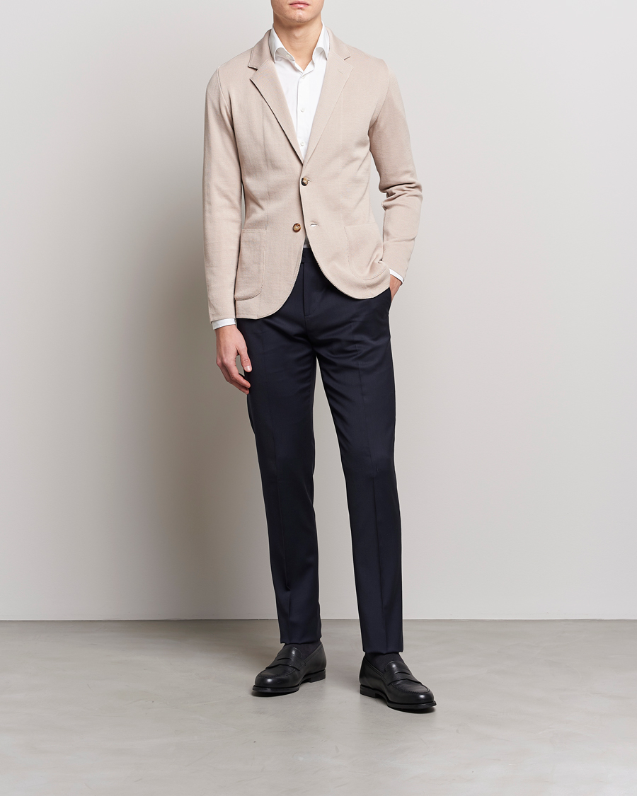 Homme | Blazers | Lardini | Knitted Cotton Blazer Beige