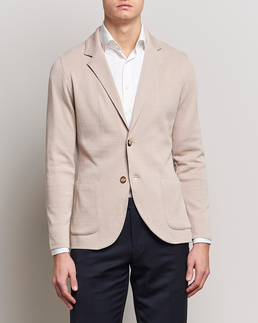 Homme | Blazers | Lardini | Knitted Cotton Blazer Beige