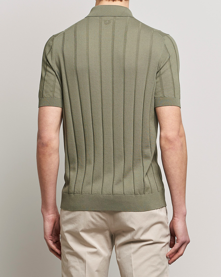 Homme | Chemises | Lardini | Short Sleeve Knitted Cotton Crèpe Shirt Olive