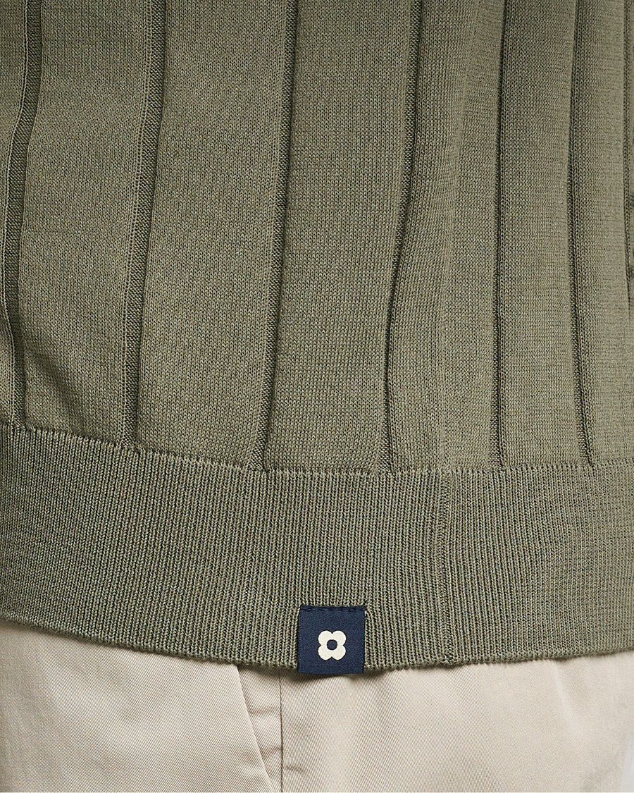 Homme | Chemises | Lardini | Short Sleeve Knitted Cotton Crèpe Shirt Olive