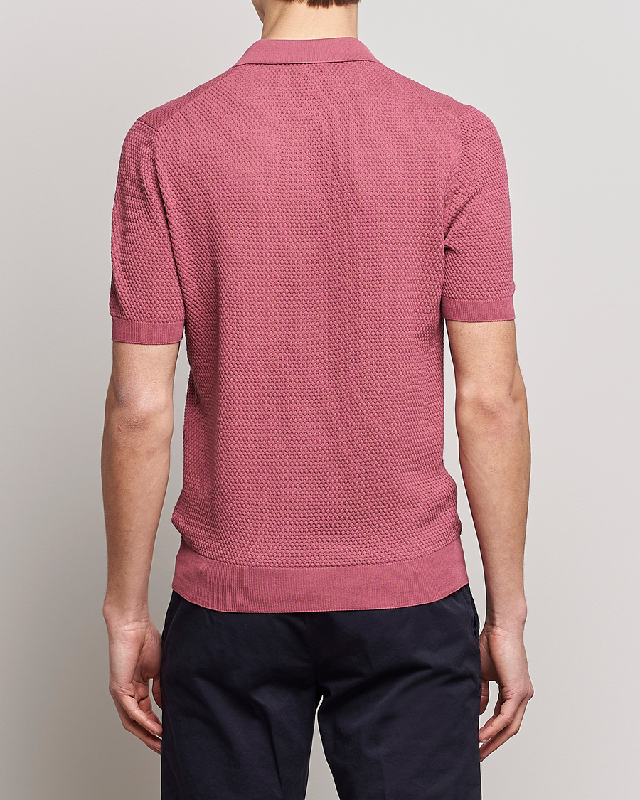 Homme | Polos | Lardini | Short Sleeve Knitted Structure Cotton Polo Soft Pink