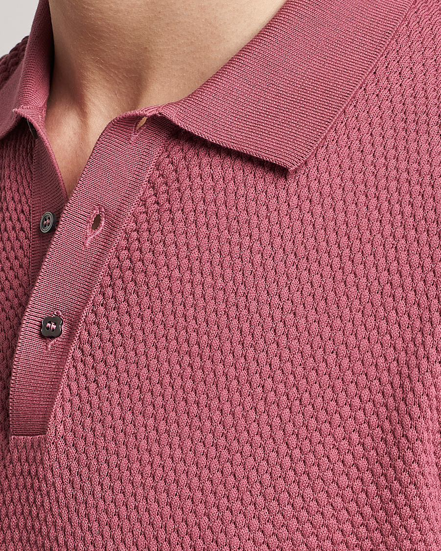 Homme | Polos | Lardini | Short Sleeve Knitted Structure Cotton Polo Soft Pink