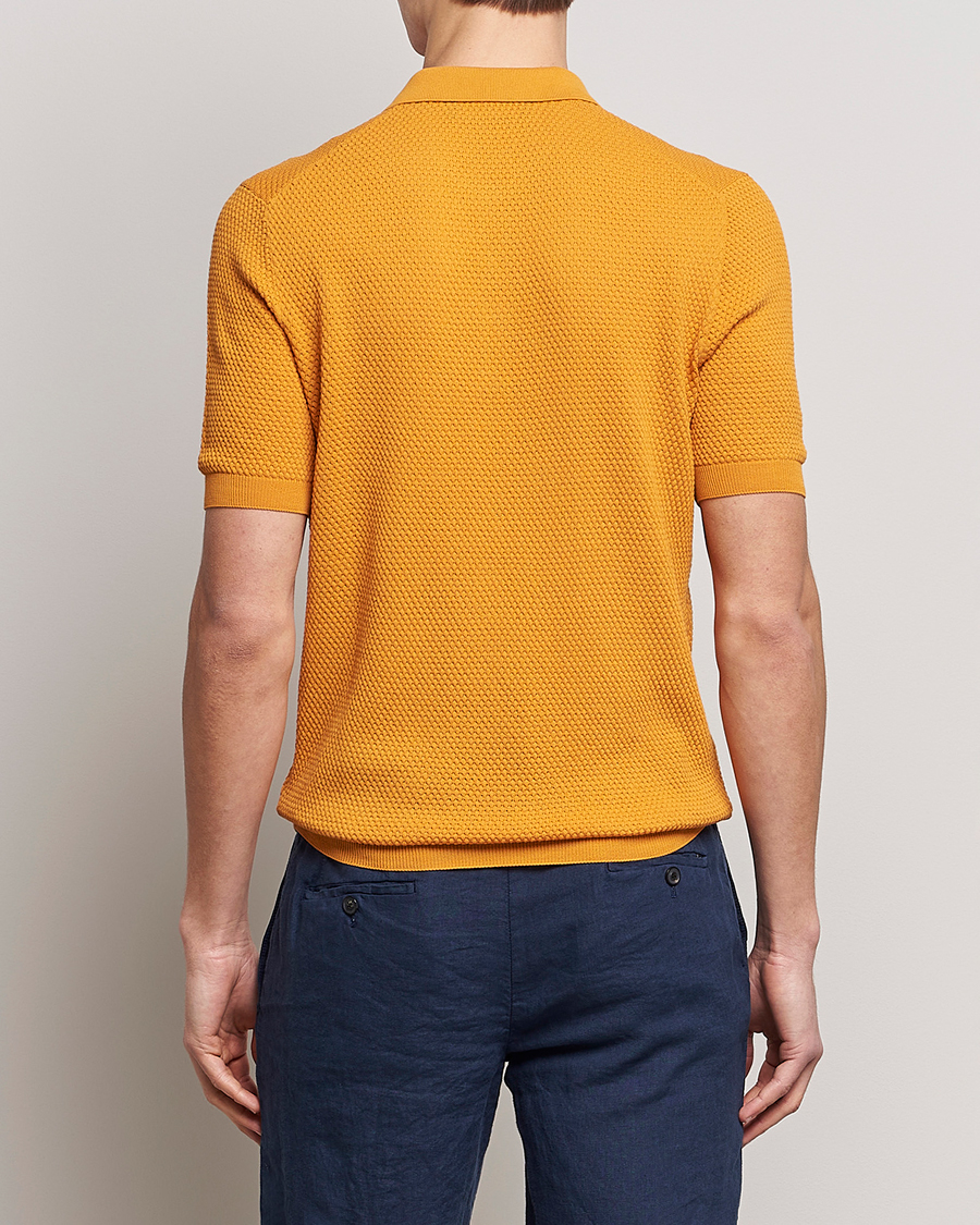 Homme | Polos | Lardini | Short Sleeve Knitted Structure Cotton Polo Orange