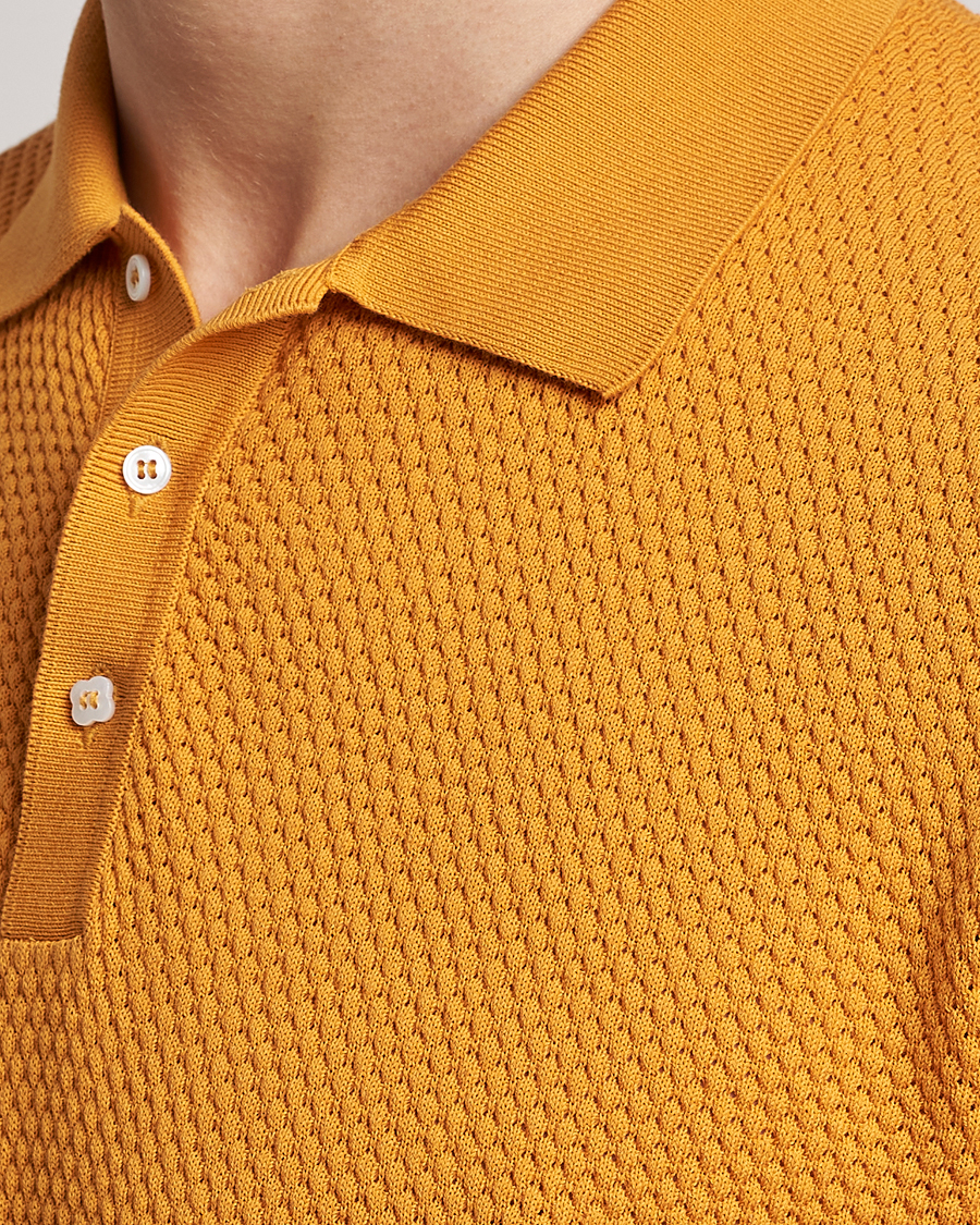 Homme | Polos | Lardini | Short Sleeve Knitted Structure Cotton Polo Orange