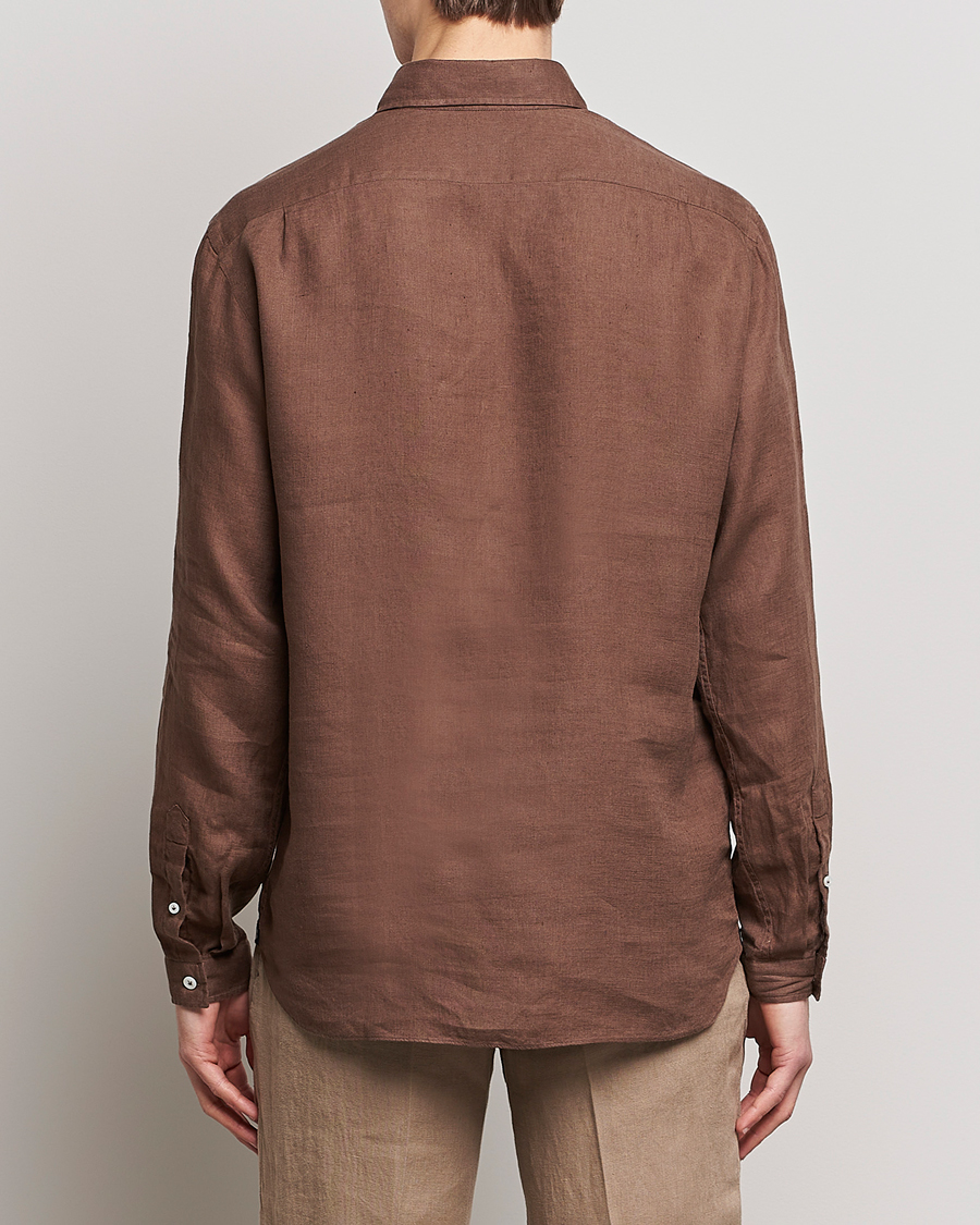 Homme | Chemises | Lardini | Relaxed Linen Popover Shirt Brown