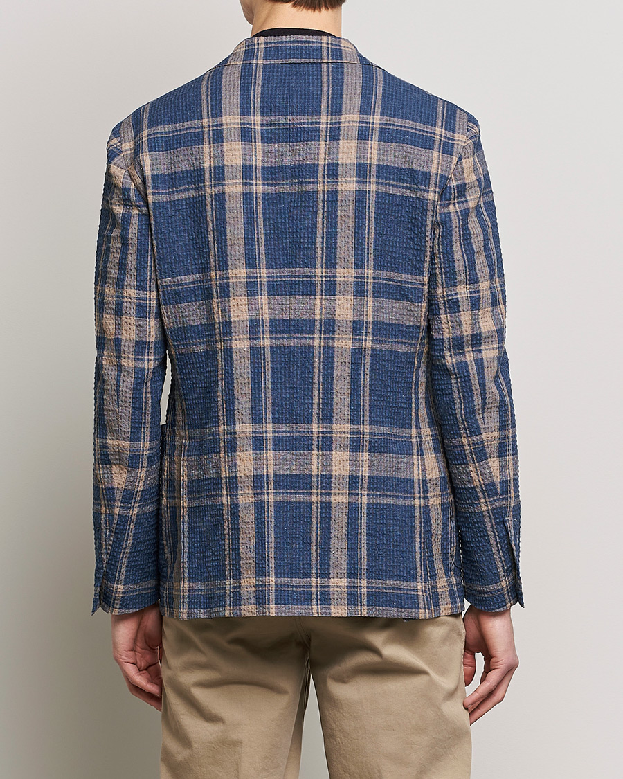 Homme | Blazers | Lardini | Cotton/Linen Melange Seersucker Blazer Navy