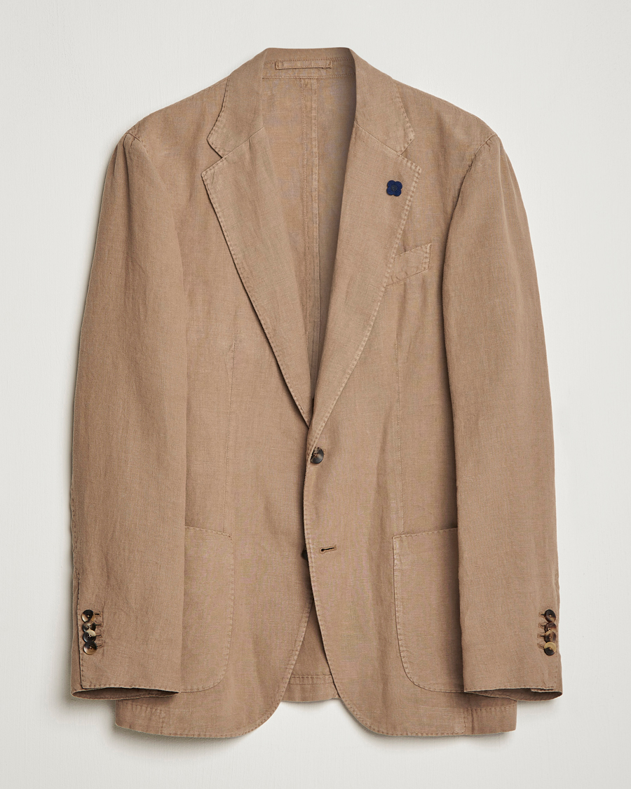 Homme | Blazers | Lardini | Patch Pocket Linen Blazer Beige