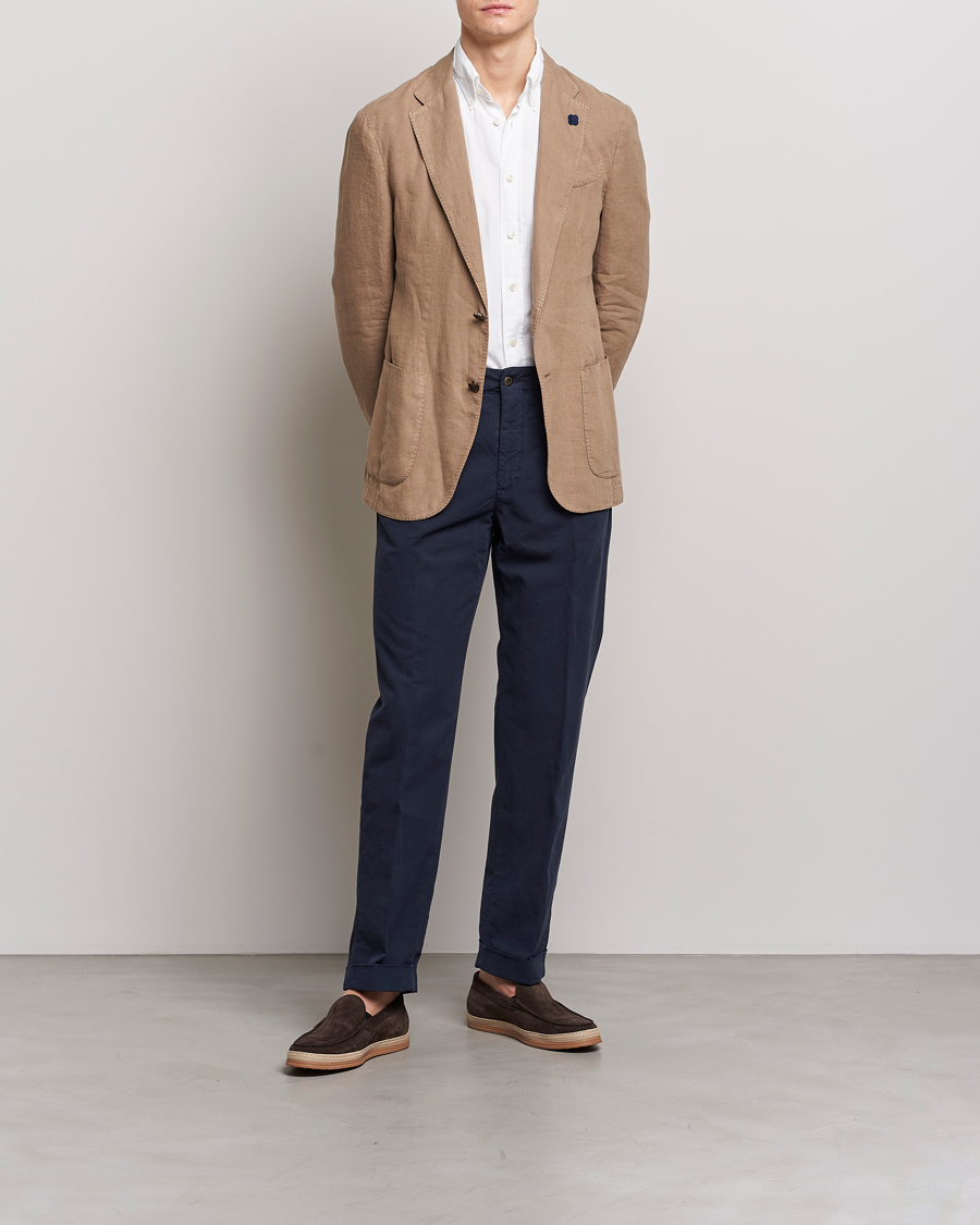 Homme | Blazers | Lardini | Patch Pocket Linen Blazer Beige