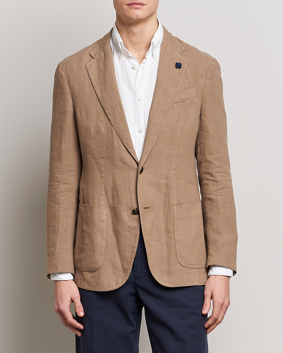 Homme | Blazers | Lardini | Patch Pocket Linen Blazer Beige