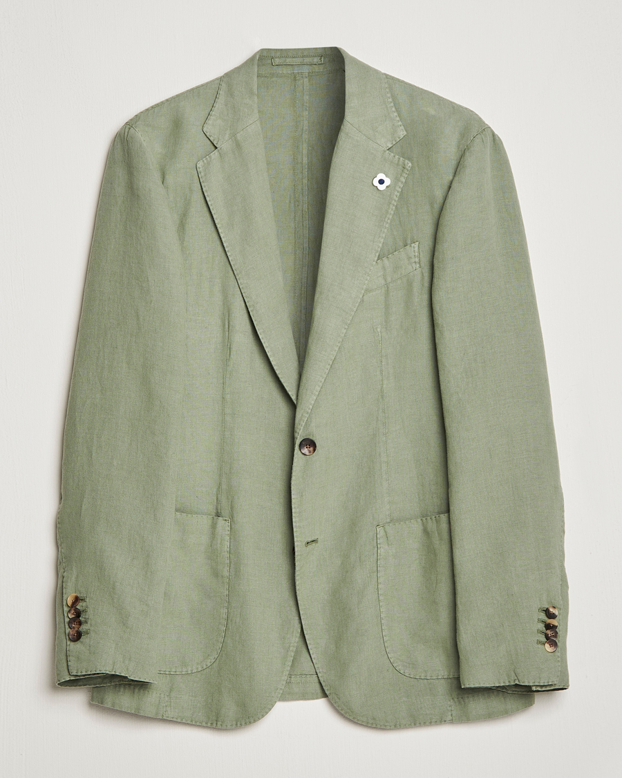 Homme | Blazers | Lardini | Patch Pocket Linen Blazer Olive