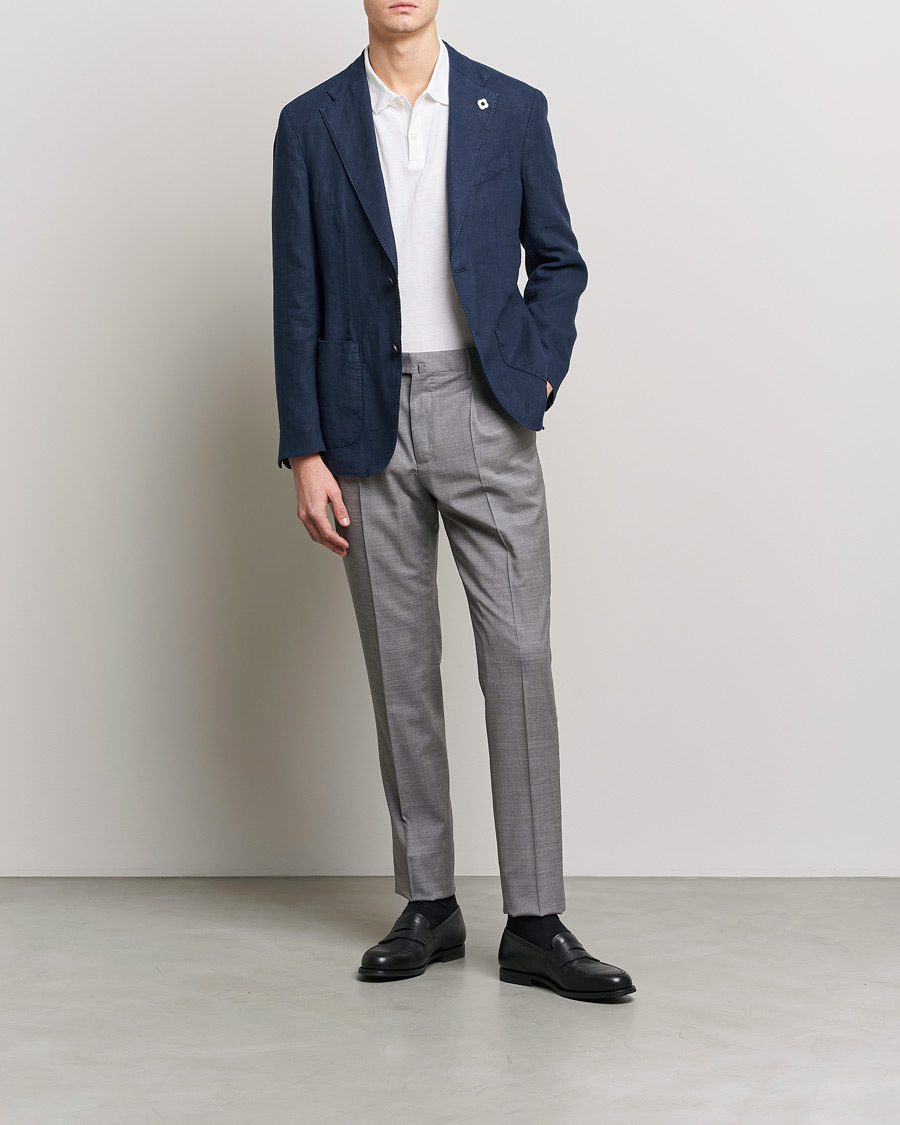 Homme | Blazers | Lardini | Patch Pocket Linen Blazer Navy