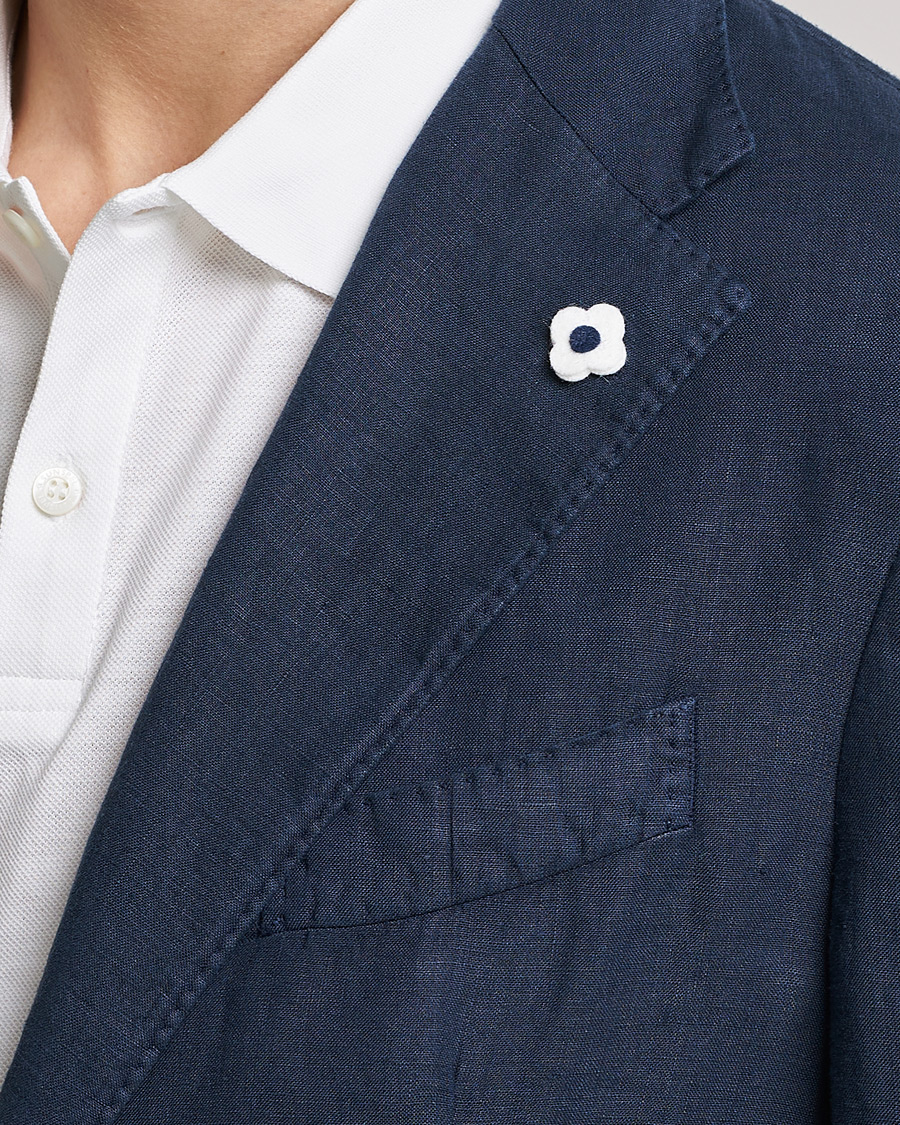 Homme | Blazers | Lardini | Patch Pocket Linen Blazer Navy