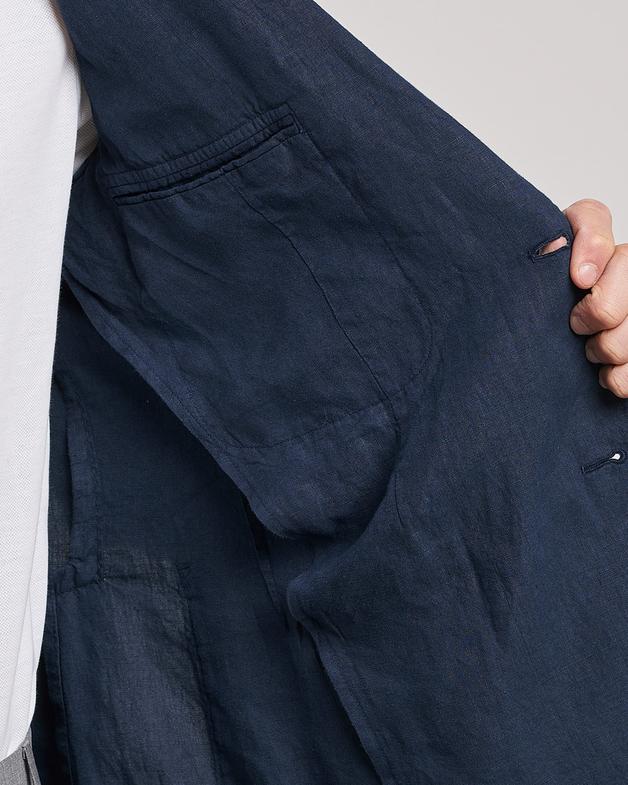 Homme | Blazers | Lardini | Patch Pocket Linen Blazer Navy