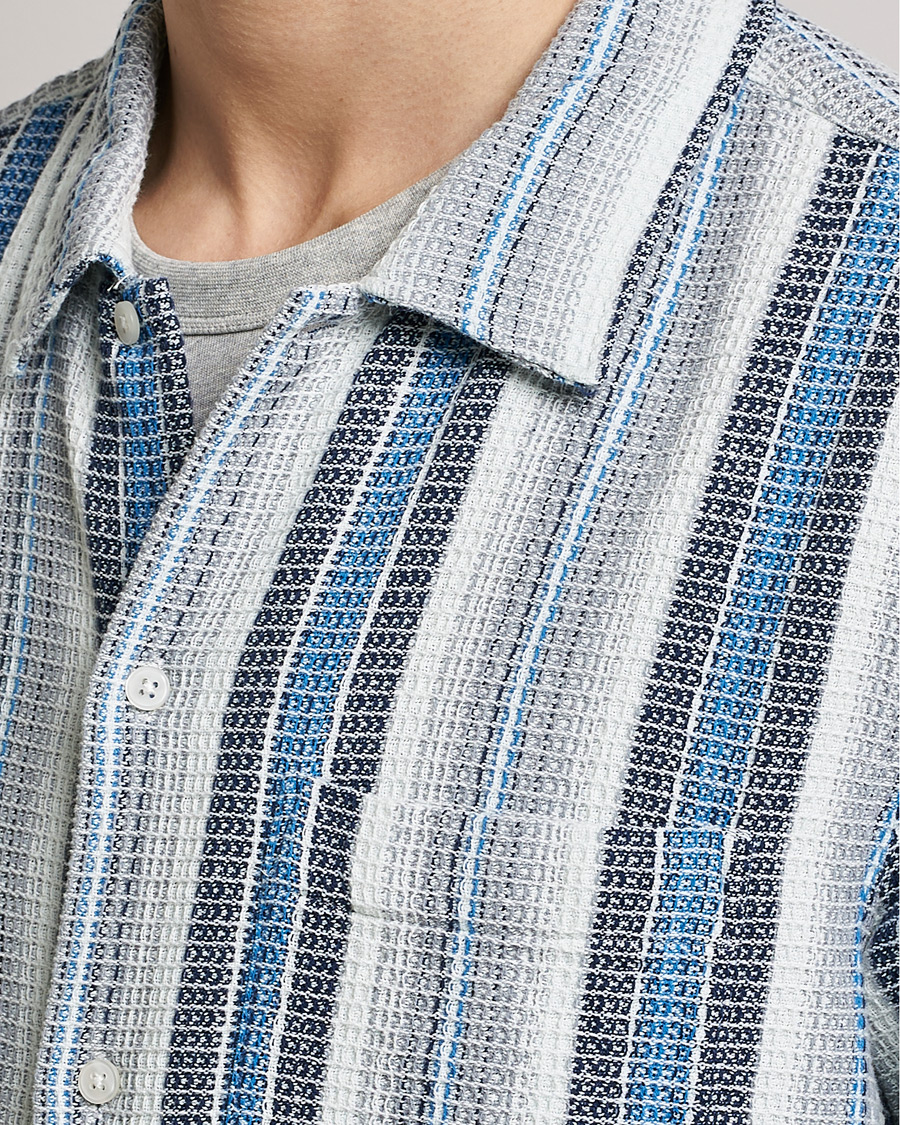 Homme | Chemises | Samsøe Samsøe | Samsøe & Samsøe Avan Organic Cotton Short Sleeve Shirt Blue Stripe