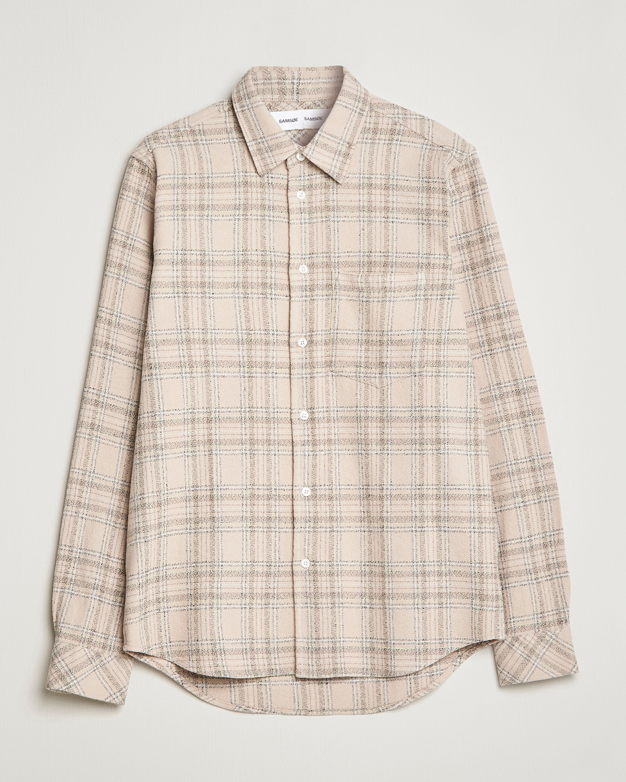 Homme | Chemises | Samsøe Samsøe | Samsøe & Samsøe Liam Organic Cotton Overshirt Oatmeal Check